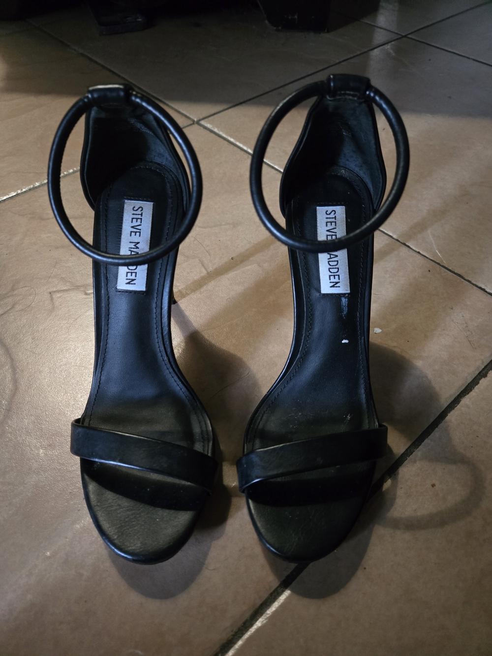 Steve Madden Black Ankle-Strap Heeled Sandals